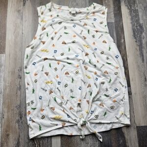 J. Crew Tie Front Tank Top NYC Print Women's Small Pizza Pretzel Cabs